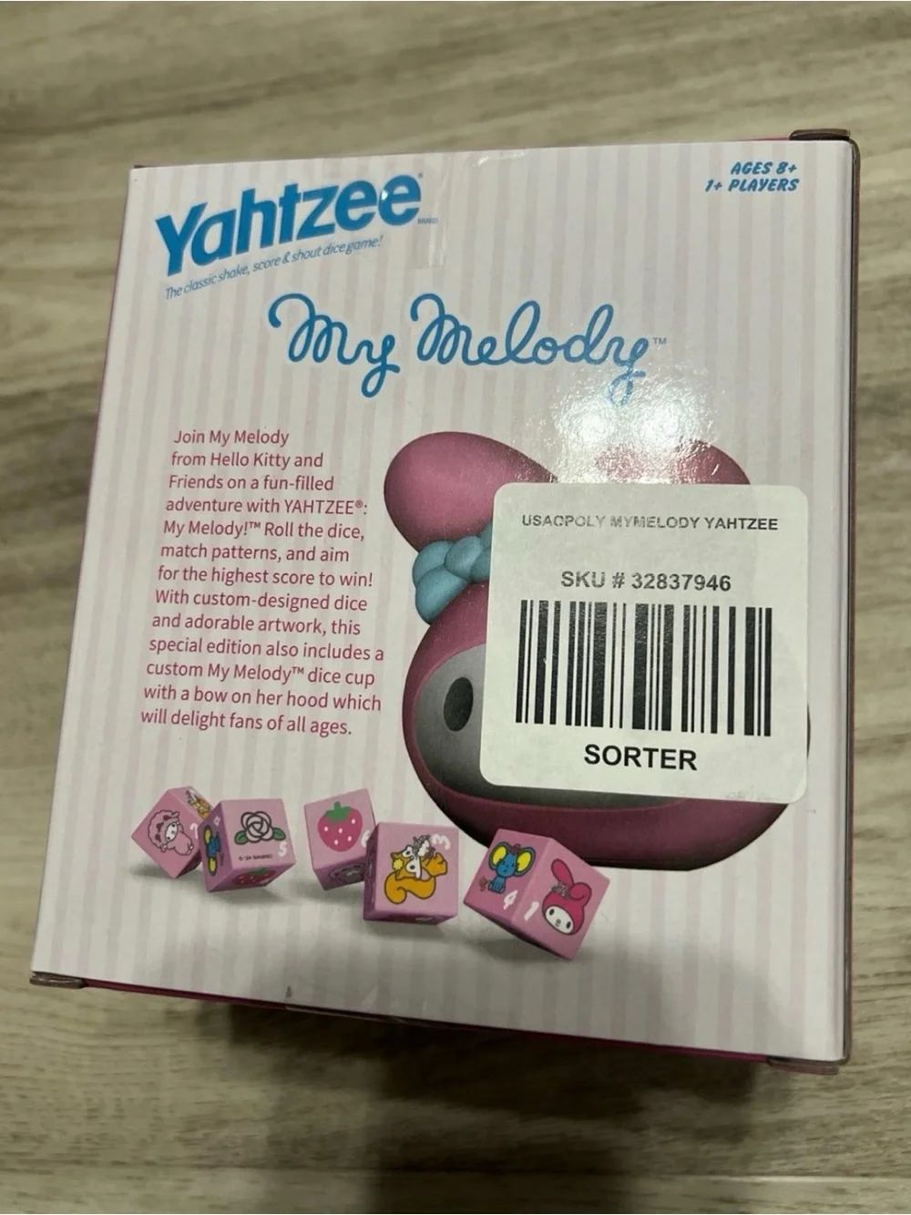 My Melody Pink Collectible Yahtzee dice game
